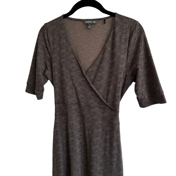 Toad & Co Cue Wrap Cafe Dress, Buffalo Herringbone Print, Size S - Picture 3 of 8